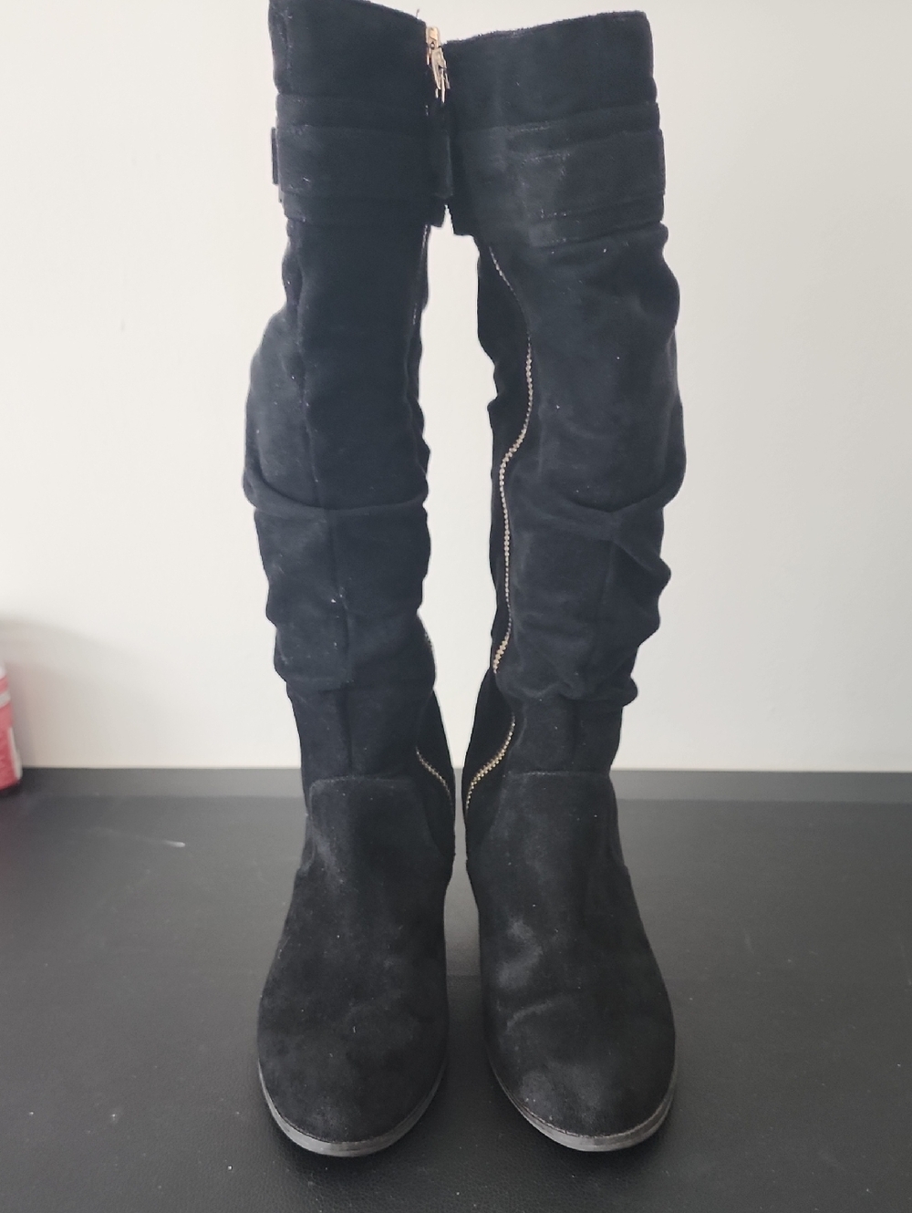 Dr. Scholl's Black Over-the-Knee Slouch Boots with Side Zipper